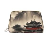 XULLZH Landscape Painting Print Leather Zip Portable for Women Travel Toiletry PouchKit Organizer Small Makeup Pouche, White, One Size, White, One Size