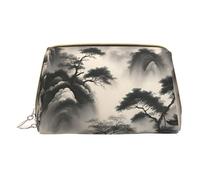 XULLZH Landscape Painting Print Leather Zip Portable for Women Travel Toiletry PouchKit Organizer Small Makeup Pouche, White, One Size, White, One Size