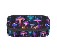 XULLZH Magic Mushroom Print Large Capacity Compartments Pencil Case Pencil Pouch Bag Travel Toiletry Organizer Bag, Black, One Size, Modern