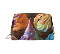 XULLZH Many colored ice cream Print Leather Zip Portable for Women Travel Toiletry PouchKit Organizer Small Makeup Pouche, White, One Size, White, One Size