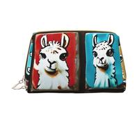 XULLZH many Cute Llama tile Print Leather Zip Portable for Women Travel Toiletry PouchKit Organizer Small Makeup Pouche, White, One Size, White, One Size