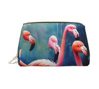 XULLZH Many Flamingoes painting Print Leather Zip Portable for Women Travel Toiletry PouchKit Organizer Small Makeup Pouche, White, One Size, White, One Size