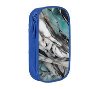 XULLZH marble Print Large Capacity Zipper Pencil Box double-deck Pen Bag Make-up Pen Pouch Office Supply, Blue, One Size, Modern
