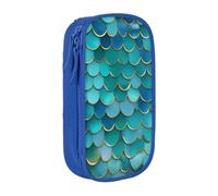 XULLZH Mermaid Scale Print Large Capacity Zipper Pencil Box double-deck Pen Bag Make-up Pen Pouch Office Supply, Blue, One Size, Modern