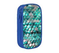 XULLZH Mermaid Scale Print Large Capacity Zipper Pencil Box double-deck Pen Bag Make-up Pen Pouch Office Supply, Blue, One Size, Modern