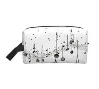 XULLZH Music Note Print Large capacity Travel Portable Cosmetic Organizer Pouch Zipper Toiletry Storage Bag, White, One Size, White, One Size