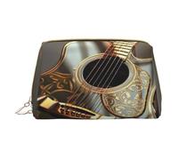 XULLZH Nice Guitar Print Leather Zip Portable for Women Travel Toiletry PouchKit Organizer Small Makeup Pouche, White, One Size, White, One Size
