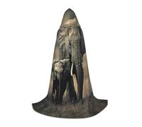 XULLZH old elephant and young elephant Print Hooded Cape Halloween Christmas Cape Costume Women Men Adults Masquerade Dress Up
