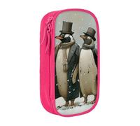 XULLZH Penguin Print Large Capacity Zipper Pencil Box double-deck Pen Bag Make-up Pen Pouch Office Supply, Pink, One Size, Modern