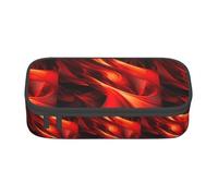 XULLZH Red Flame Print Large Capacity Compartments Pencil Case Pencil Pouch Bag Travel Toiletry Organizer Bag, Black, One Size, Modern