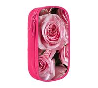 XULLZH Red Fresh Roses Print Large Capacity Zipper Pencil Box double-deck Pen Bag Make-up Pen Pouch Office Supply, Pink, One Size, Modern