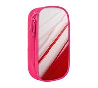 XULLZH Red line Print Large Capacity Zipper Pencil Box double-deck Pen Bag Make-up Pen Pouch Office Supply, Pink, One Size, Modern