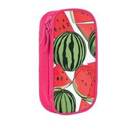 XULLZH Red Watermelon Print Large Capacity Zipper Pencil Box double-deck Pen Bag Make-up Pen Pouch Office Supply, Pink, One Size, Modern