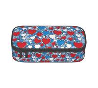 XULLZH Romantic Reds Heart Print Large Capacity Compartments Pencil Case Pencil Pouch Bag Travel Toiletry Organizer Bag, Black, One Size, Modern