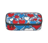 XULLZH Romantic Reds Heart Print Large Capacity Compartments Pencil Case Pencil Pouch Bag Travel Toiletry Organizer Bag, Black, One Size, Modern