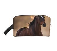 XULLZH Running Horses Print Large capacity Travel Portable Cosmetic Organizer Pouch Zipper Toiletry Storage Bag, White, One Size, White, One Size