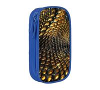 XULLZH Snake Skin Print Large Capacity Zipper Pencil Box double-deck Pen Bag Make-up Pen Pouch Office Supply, Blue, One Size, Modern