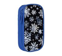 XULLZH Snowman Stars and Snowflakes Print Large Capacity Zipper Pencil Box double-deck Pen Bag Make-up Pen Pouch Office Supply, Blue, One Size, Modern