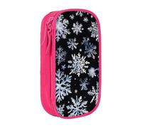 XULLZH Snowman Stars and Snowflakes Print Large Capacity Zipper Pencil Box double-deck Pen Bag Make-up Pen Pouch Office Supply, Pink, One Size, Modern