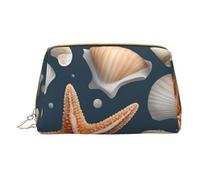 XULLZH Starfish and shells Print Leather Zip Portable for Women Travel Toiletry PouchKit Organizer Small Makeup Pouche, White, One Size, White, One Size