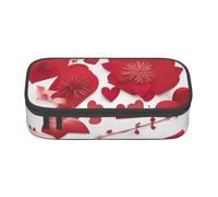 XULLZH Valentine's Day Reds Heart Flower Print Large Capacity Compartments Pencil Case Pencil Pouch Bag Travel Toiletry Organizer Bag, Black, One Size, Modern