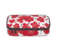 XULLZH Valentine's Day Reds Heart Flower Print Large Capacity Compartments Pencil Case Pencil Pouch Bag Travel Toiletry Organizer Bag, Black, One Size, Modern