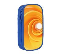 XULLZH Yellow Abstract Spiral Pattern Print Large Capacity Zipper Pencil Box double-deck Pen Bag Make-up Pen Pouch Office Supply, Blue, One Size, Modern