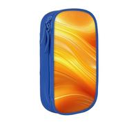 XULLZH Yellow Abstract Spiral Pattern Print Large Capacity Zipper Pencil Box double-deck Pen Bag Make-up Pen Pouch Office Supply, Blue, One Size, Modern