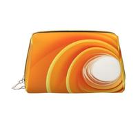 XULLZH Yellow Abstract Spiral Pattern Print Leather Zip Portable for Women Travel Toiletry PouchKit Organizer Small Makeup Pouche, White, One Size, White, One Size