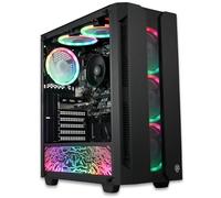 XUM Elite Prebuilt Gaming PC: AMD Ryzen 5 5500GT, Radeon Vega 7 Integrated Graphics, 16GB DDR4 RAM, 256GB NVMe SSD, 1TB HDD, 500W PSU 80+ Bronze, aRGB, WiFi 5, Windows 11 Home, Entry Level, Black Case