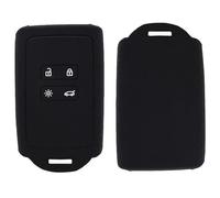 Xumann 2 Pcs Key Card Case for Renault Arkana Captur Trafic Clio Grand Scenic Kadjar Koleos Megane Zoe Dacia, Silicone Smart Remote Key Fob Cover (4 Button Black)