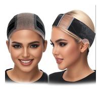 Xumann 2 Pcs Wig Cap to Hold Grip in Place, 4x5 Adjustable Non-slip Lace Caps with Grip for Keeping Wigs (Black)