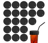 Xumann 20 Pcs Drink Covers Anti Spike, Cup Drinks Spiking Prevention with Straw Hole for Alcohol Protection (Black)