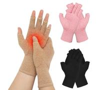 Xumann 3 Pairs Compression Gloves, Fingerless Arthritic Gloves Women Men, Carpal Tunnel Glove for Arthritic Hands Relief in Cold Office Typing