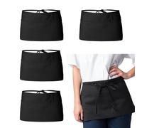 Xumann 4 Pcs Black Half Waitress Apron, Short Cleaning Waist Apron with Pockets for Anti Fouling Cleaning