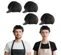 Xumann 4 Pcs Chef Hat, Half Mesh Half Cloth Adjustable Chefs Hats for Men Women Adults Kitchen Restaurant Cooking (Black)