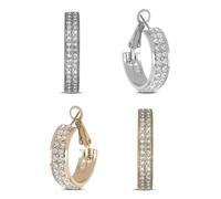 Xumann 4PCS Silver and Gold Clip On Lymphatic Drainage Earrings for Women, Plated Clip On Earings with Crystals