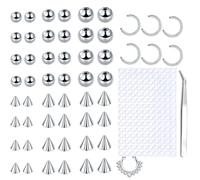 Xumann Fake Eyebrow Piercings, Fake Lip Piercing with 200PCS Sticker, Studs Replacement Balls