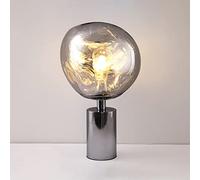 XUMC Modern Chrome Table Lamp, PVC Lava Shade, E27 Socket, 28cm W x 43cm H, Bedroom & Living Room Decor