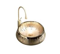 Xumh2024-3 Bathroom Vessel Sink European Style Golden Above Counter Basin Courtyard Balcony Simple Home Bathroom Basin Bathroom Sink