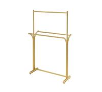 Xumh2024-3 Closet Organizer Clothing Store Hangers, Nordic Double Row, Upper and Lower Double-layer Floor Racks, Single Pole clothes rail(Gold,Large)
