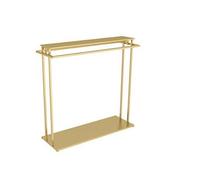 Xumh2024-3 Closet Organizer Clothing Store Island Rack, Display, Double Row Side Hanging Hangers, Iron Floor Shelves clothes rail(Gold,Medium)