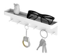 Xumh2024-3 Coat Hooks wall Mounted 6 Hooks Coat Rack Wall Rack Shelf Modern Clothes Storage Rack Hook Towel Coat Hanger Key Chain Shelf Glove Storage Box for Bathroom Entryway(White)