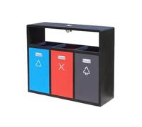 Xumh2024-3 Garbage Can Trash Can Three Compartment Trash Can Outdoor Public Areas Metal Rubbish Bin