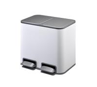 Xumh2024-3 Rubbish Bin Dual Compartment Step Trash Can Kitchen Garbage with Waste or Recycling Bins Slow-Close Lid(White)