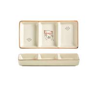 Xumh2024-3 Sauce Dish 1 Piece Multifunctional Table Setting Snack Plate Snack Plate Multifunctional Seasoning Soy Sauce Plate Three Compartments Ceramic Plate Snack Bowls (Color : B)