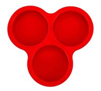 Xuminny Silicone Egg Cups for Air Fryer, 3-Cavity Cupcake Baking Tray, Portable Round Baking Molds for Microwave Oven Small Cakes Puddings Pie Breakfast Patty (Red)