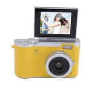 XUMIUZIY 4K 48MP Digital Camera, Autofocus Compact Vlogging Camera with 2.4" Flip Screen, 18X Zoom Students CCD with Fill Light, for Teens Adults Beginners (Yellow)