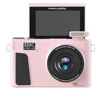 XUMIUZIY 8K Digital Camera, 88MP 18x Zoom Autofocus WiFi Camera with 3 Inch Flip Screen, Protable Travel Digital with Multiple Filters Fill Light for Live Streaming (Pinkish)