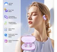 XUMIUZIY AI Translation Earbuds Real Time, 3 in 1 Wireless Translator Earbuds with 164 Language, Noise Reduction, 7 Modes, 36 Hour Battery Life, IPX4 Water Proof for Travel, Study (Purple)